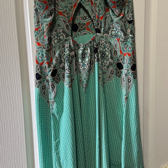 Maeve Women's paisley print dress- Teal and coral. - Picture 2 of 2